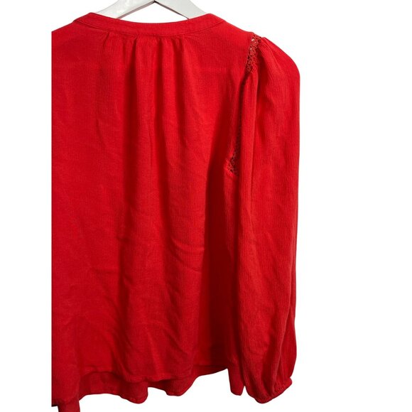 Gap Top Womens Small Shirt Blouse Long Sleeve Red Peasant Boho Casual Fall Work - Picture 9 of 16